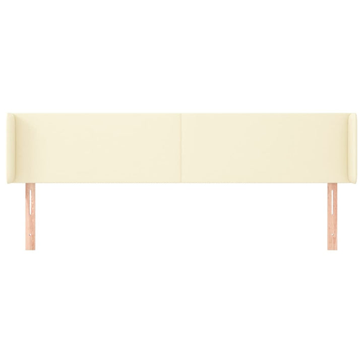 sengegavl med kanter 163x16x78/88 cm kunstlæder cremefarvet