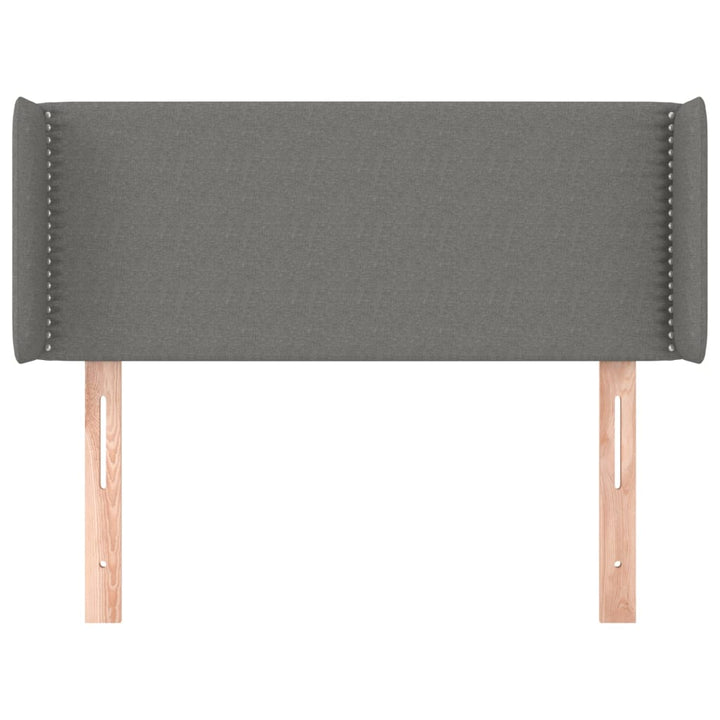 sengegavl med kanter 83x16x78/128 cm stof mørkegrå