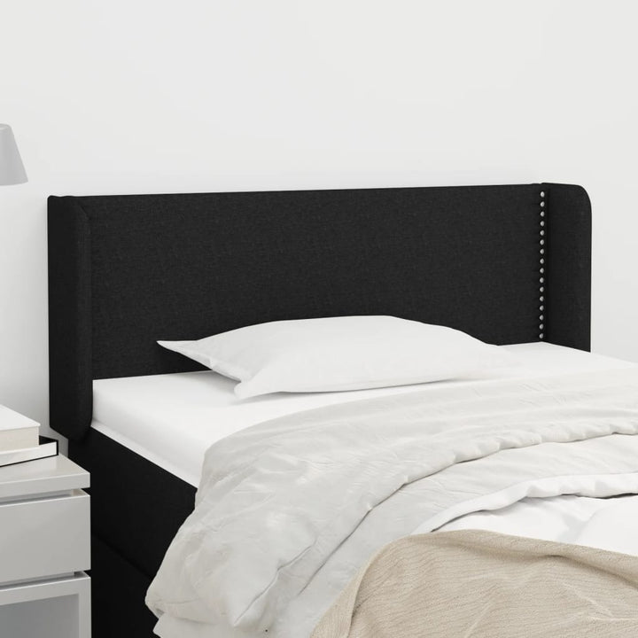 sengegavl med kanter 103x16x78/88 cm stof sort