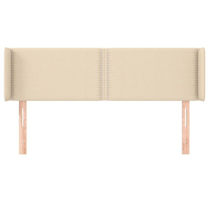 sengegavl med kanter 147x16x78/88 cm stof cremefarvet