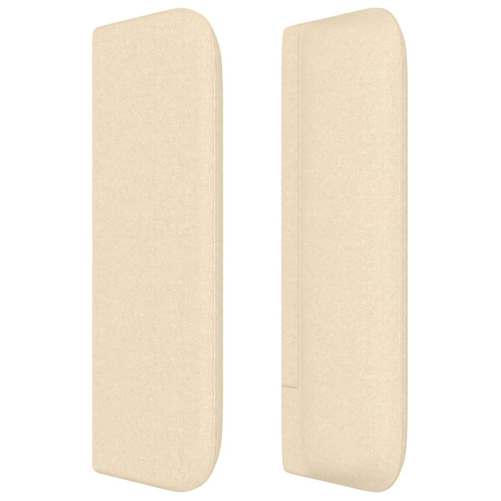 sengegavl med kanter 147x16x78/88 cm stof cremefarvet