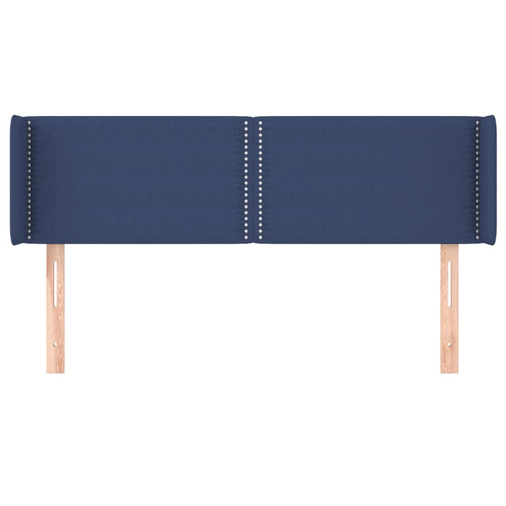sengegavl med kanter 147x16x78/88 cm stof blå