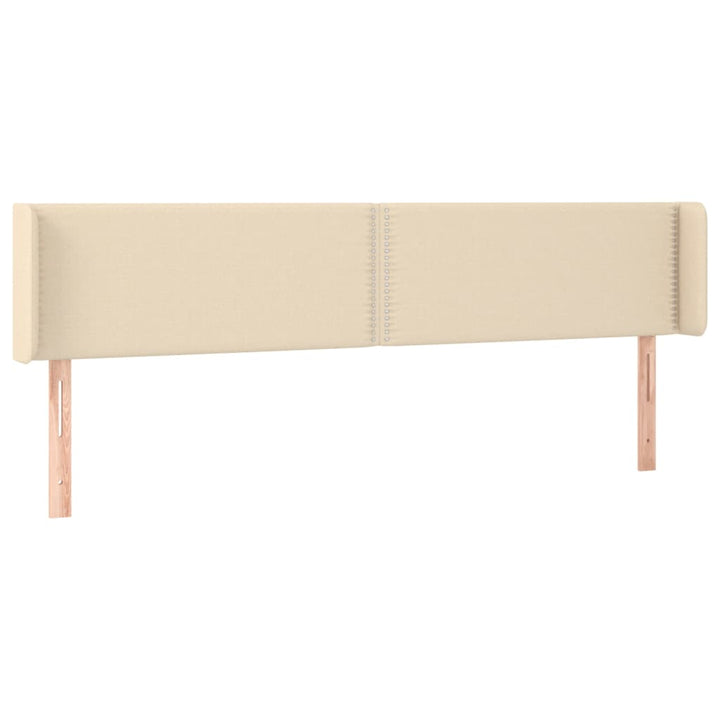 sengegavl med kanter 183x16x78/88 cm stof cremefarvet