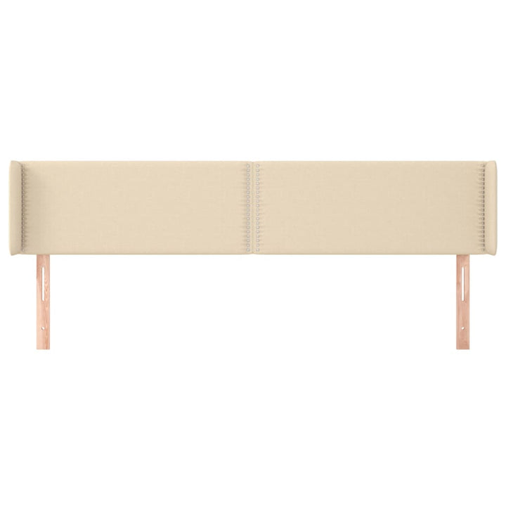 sengegavl med kanter 183x16x78/88 cm stof cremefarvet