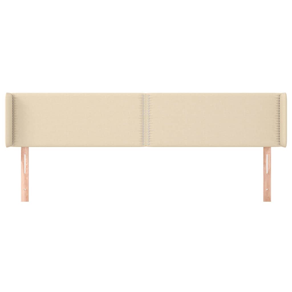 sengegavl med kanter 203x16x78/88 cm stof cremefarvet