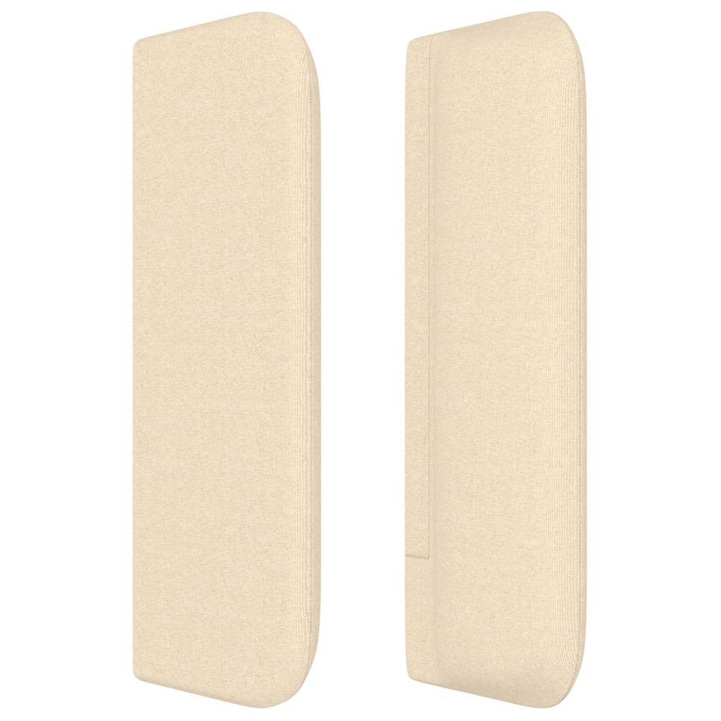 sengegavl med kanter 203x16x78/88 cm stof cremefarvet