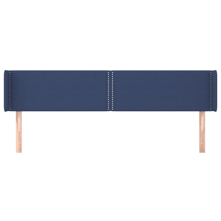 sengegavl med kanter 203x16x78/88 cm stof blå