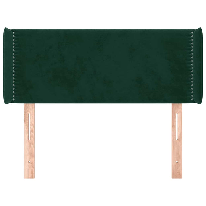 sengegavl med kanter 83x16x78/88 cm fløjl mørkegrøn