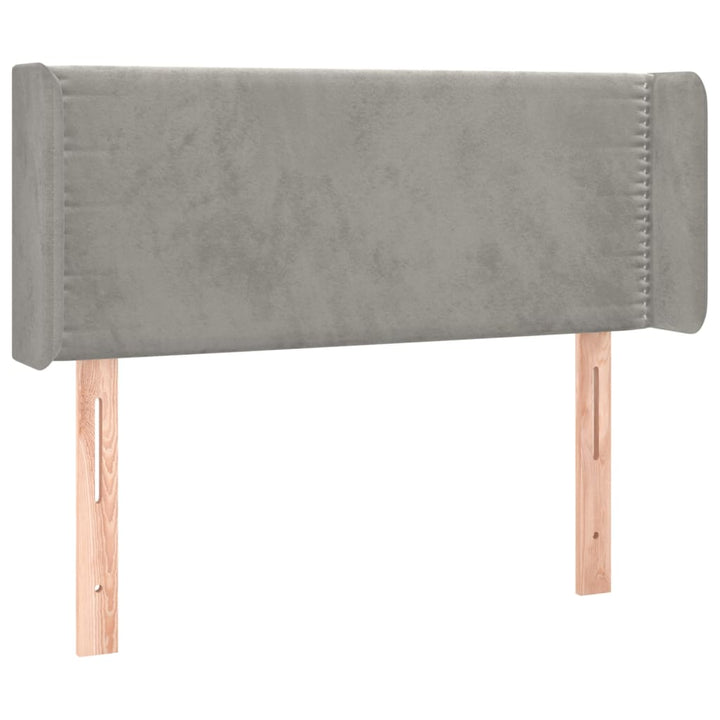 sengegavl med kanter 93x16x78/88 cm fløjl lysegrå