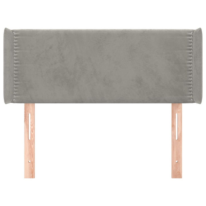 sengegavl med kanter 93x16x78/88 cm fløjl lysegrå