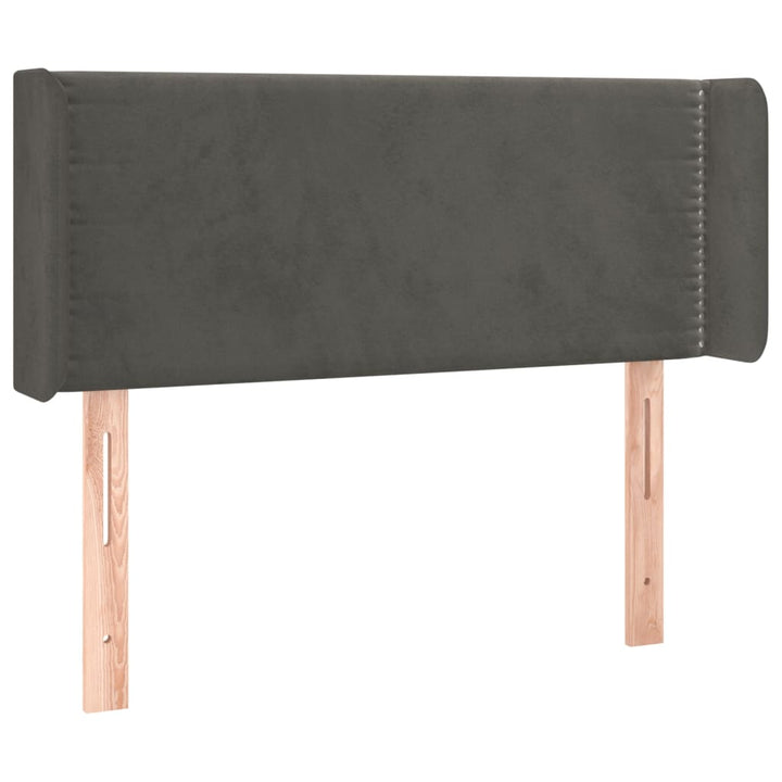 sengegavl med kanter 93x16x78/88 cm fløjl mørkegrå