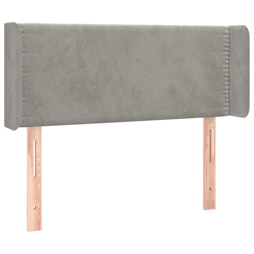 sengegavl med kanter 103x16x78/88 cm fløjl lysegrå