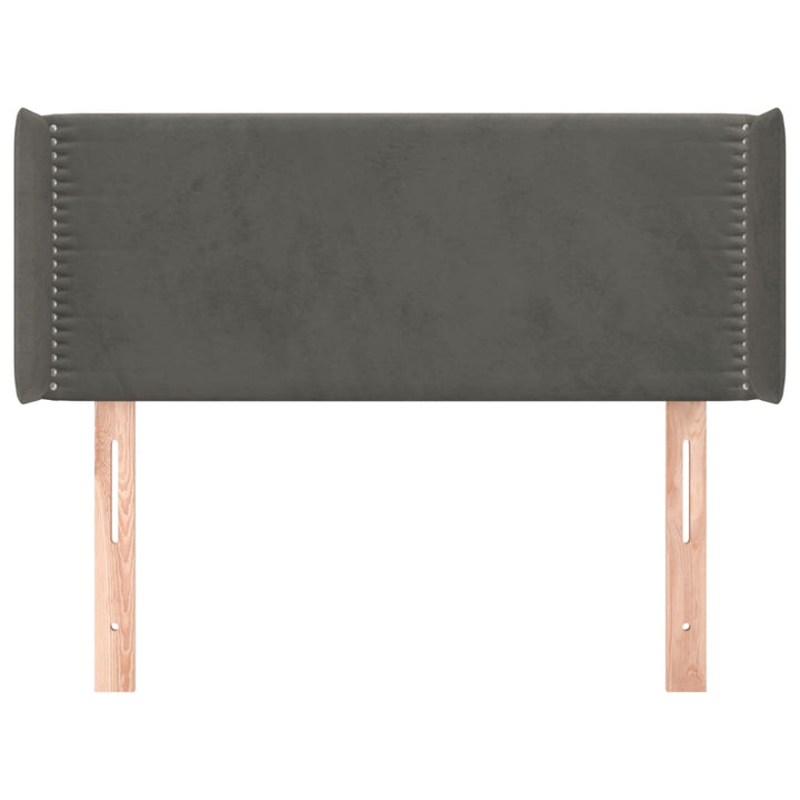 sengegavl med kanter 103x16x78/88 cm fløjl mørkegrå