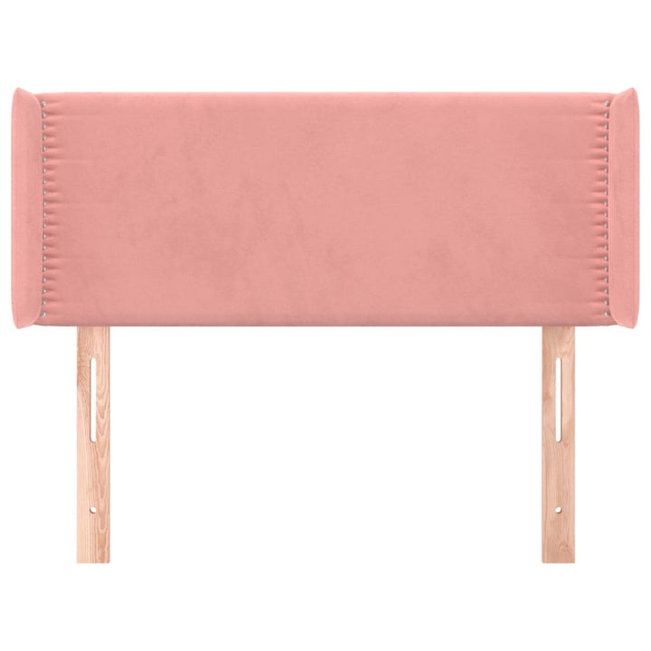 sengegavl med kanter 103x16x78/88 cm fløjl lyserød