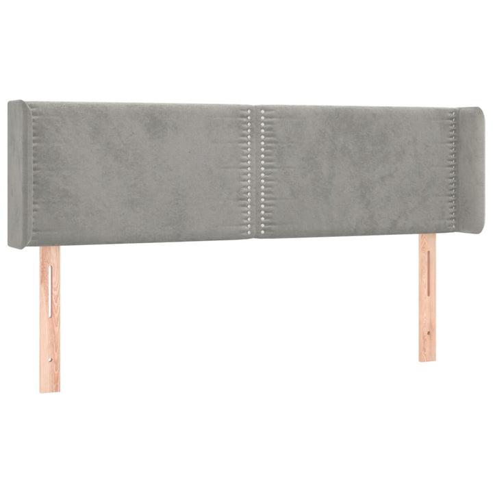 sengegavl med kanter 147x16x78/88 cm fløjl lysegrå