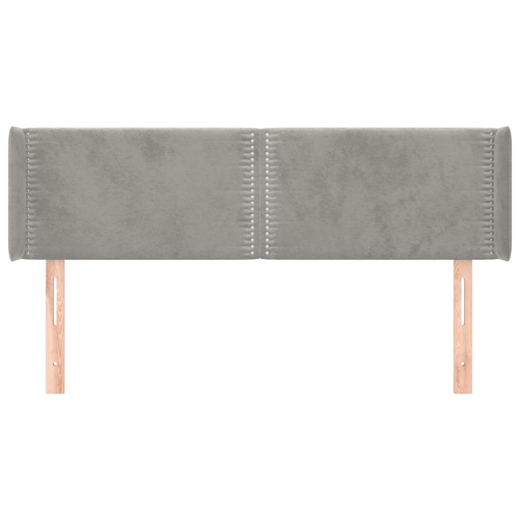 sengegavl med kanter 147x16x78/88 cm fløjl lysegrå