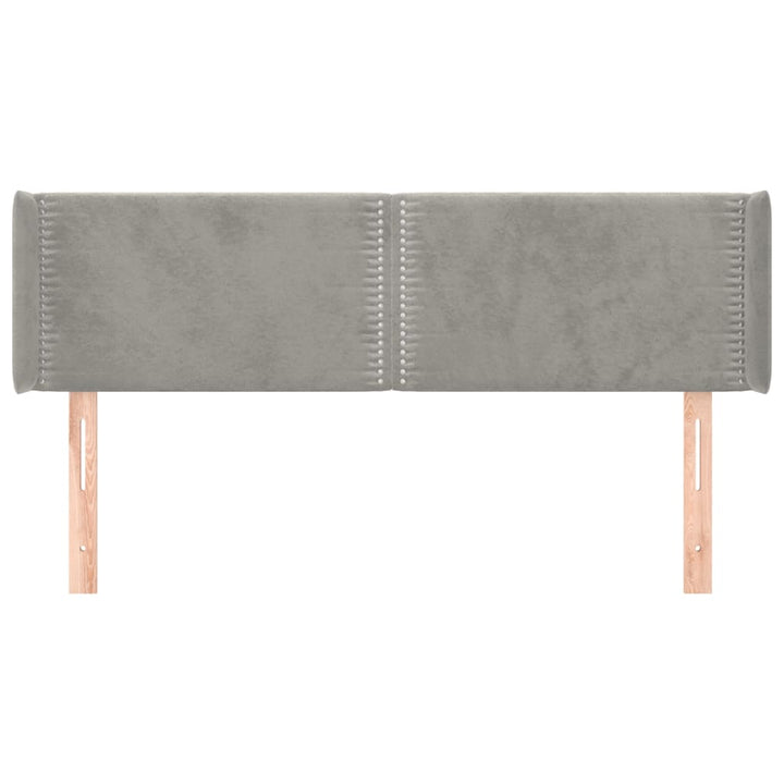 sengegavl med kanter 147x16x78/88 cm fløjl lysegrå