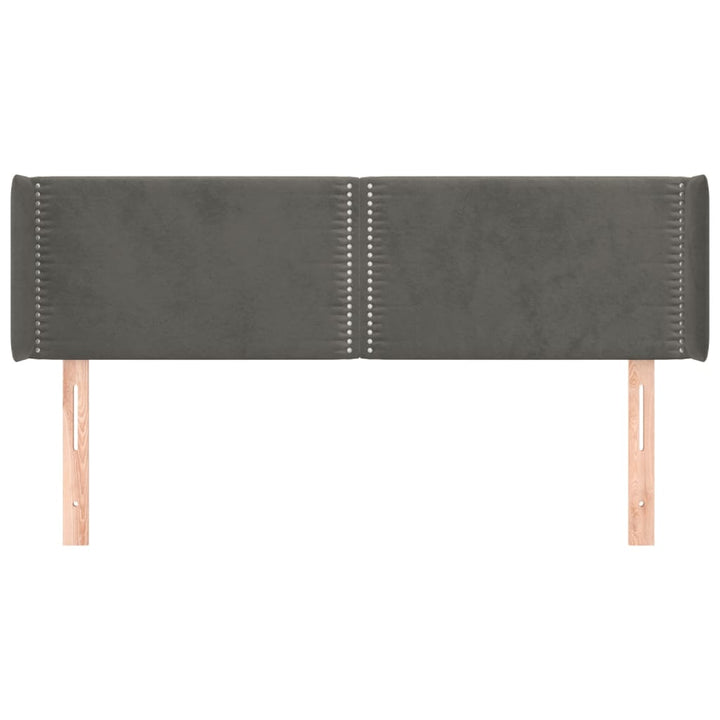 sengegavl med kanter 147x16x78/88 cm fløjl mørkegrå
