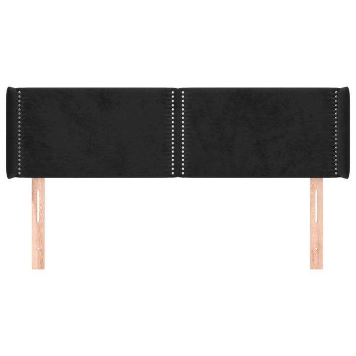 sengegavl med kanter 147x16x78/88 cm fløjl sort