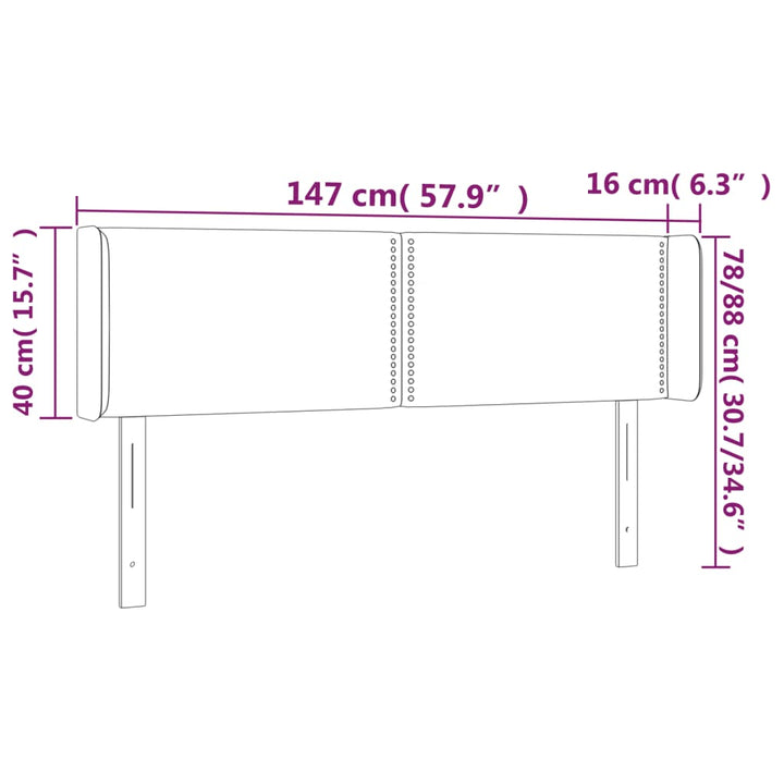 sengegavl med kanter 147x16x78/88 cm fløjl sort