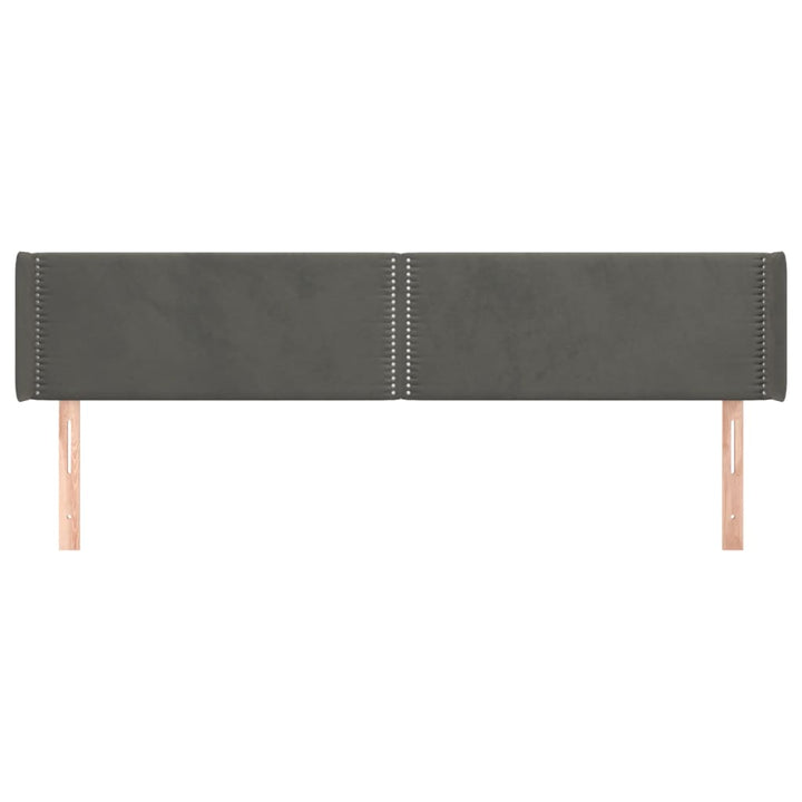 sengegavl med kanter 163x16x78/88 cm fløjl mørkegrå