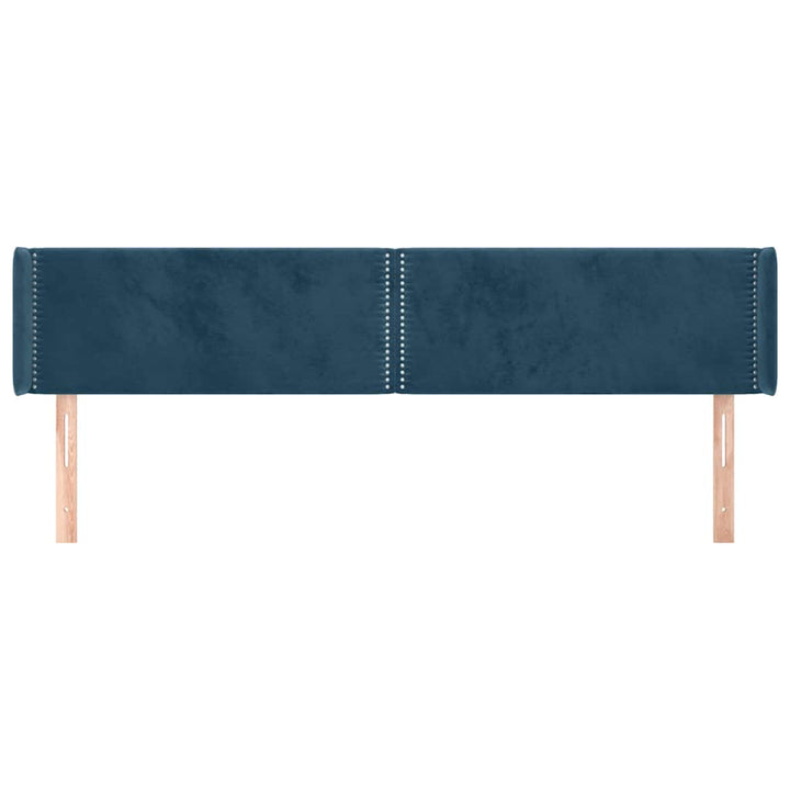 sengegavl med kanter 163x16x78/88 cm fløjl mørkeblå