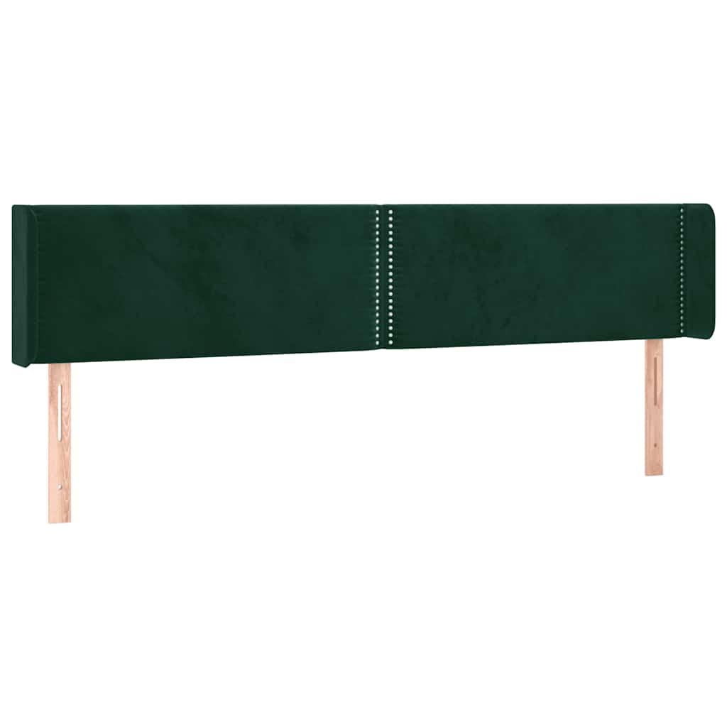 sengegavl med kanter 183x16x78/88 cm fløjl mørkegrøn