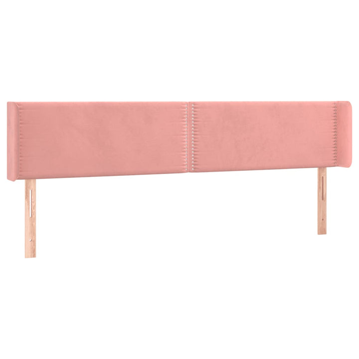sengegavl med kanter 183x16x78/88 cm fløjl lyserød