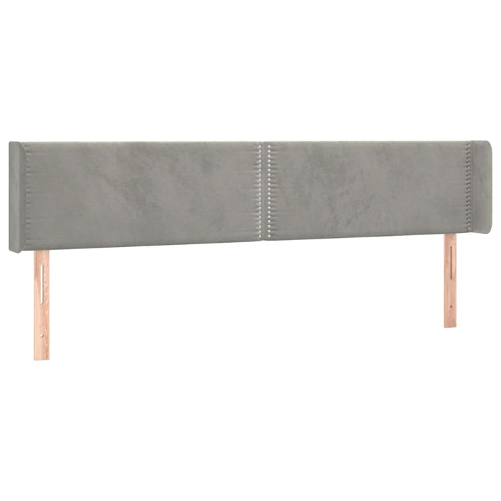 sengegavl med kanter 203x16x78/88 cm fløjl lysegrå