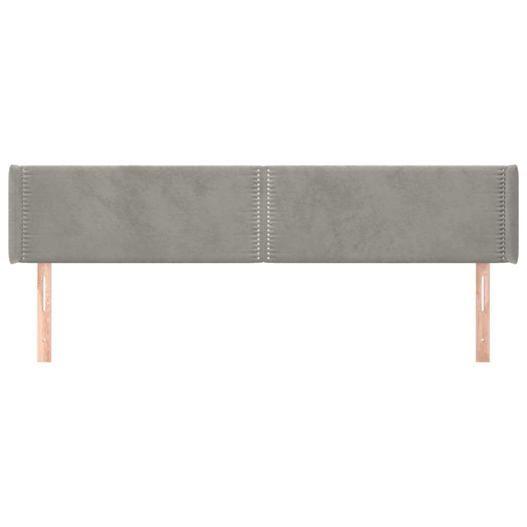 sengegavl med kanter 203x16x78/88 cm fløjl lysegrå