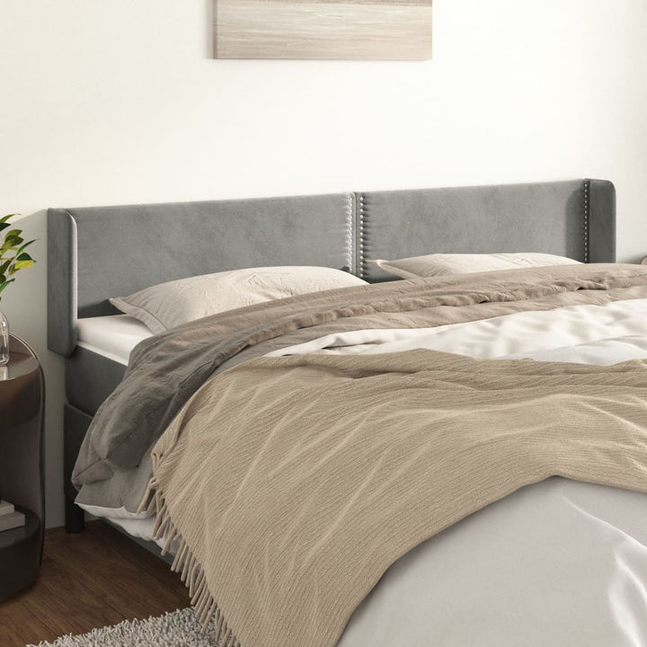 sengegavl med kanter 203x16x78/88 cm fløjl lysegrå