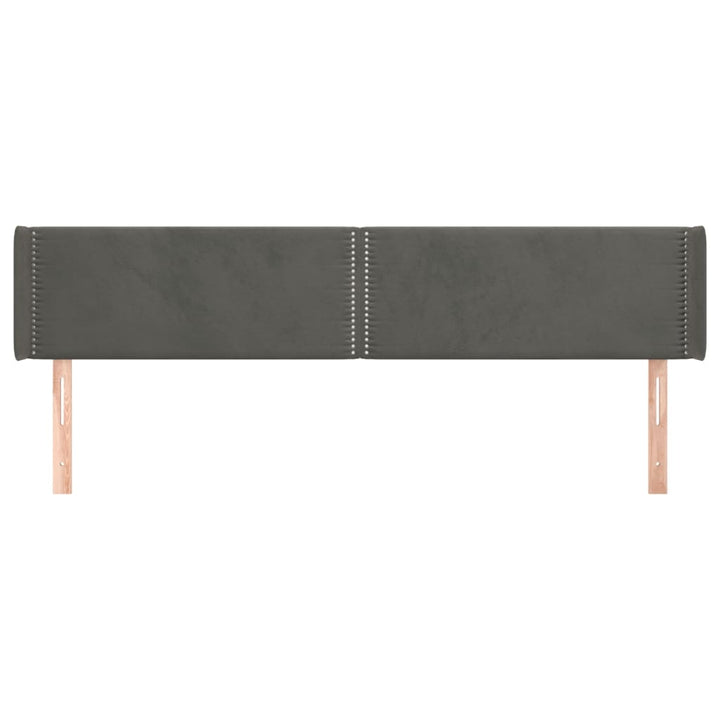 sengegavl med kanter 203x16x78/88 cm fløjl mørkegrå