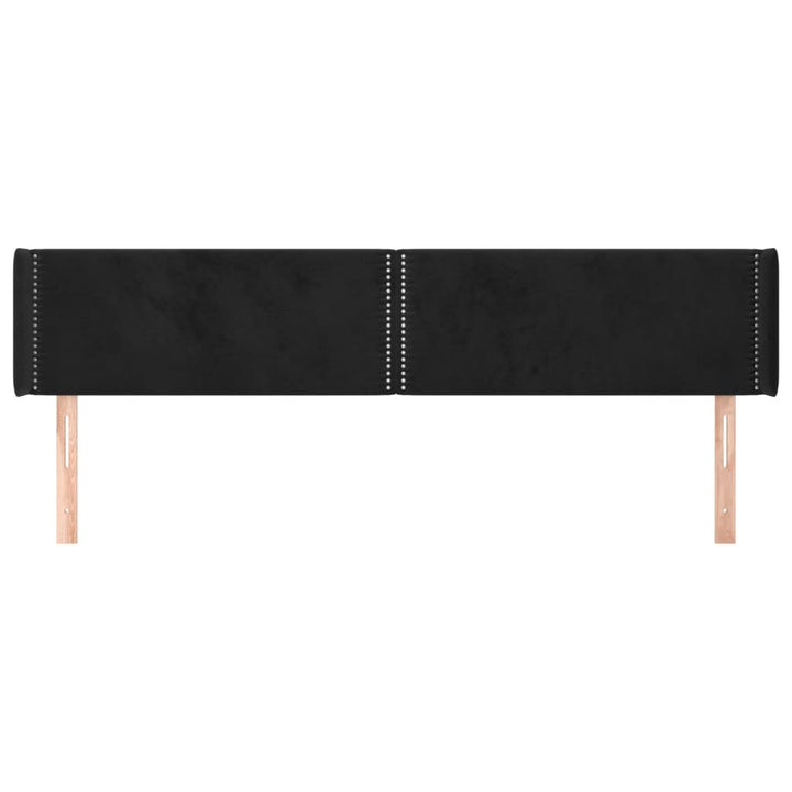 sengegavl med kanter 203x16x78/88 cm fløjl sort