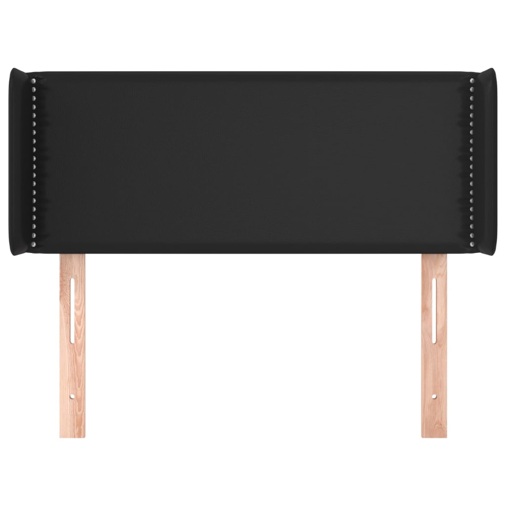 sengegavl med kanter 83x16x78/88 cm kunstlæder sort