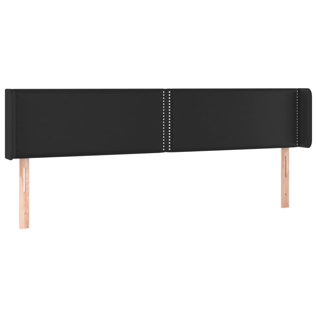 sengegavl med kanter 203x16x78/88 cm kunstlæder sort
