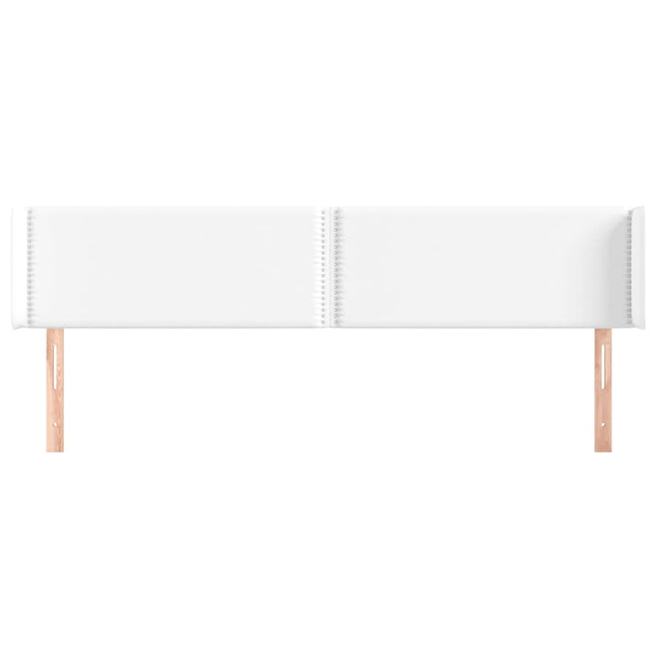 sengegavl med kanter 203x16x78/88 cm kunstlæder hvid