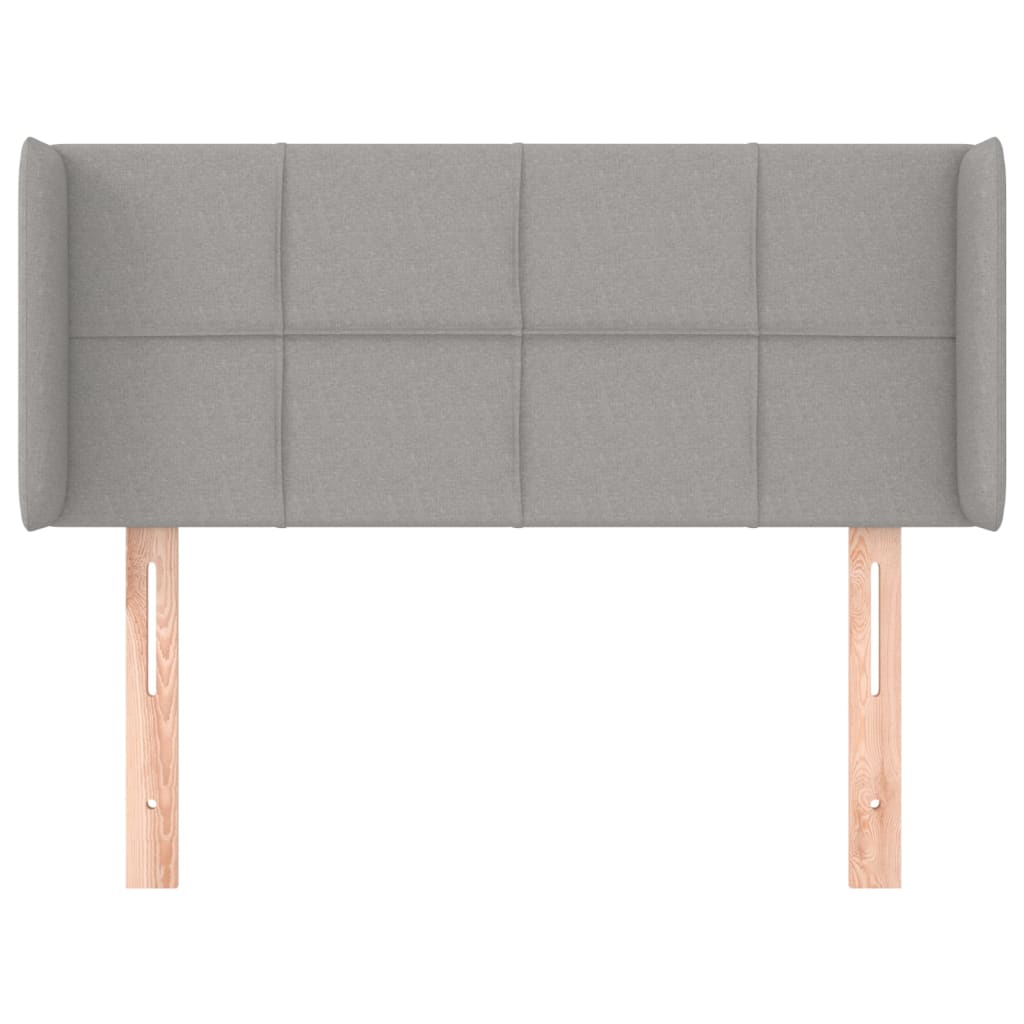 sengegavl med kanter 83x16x78/128 cm stof lysegrå