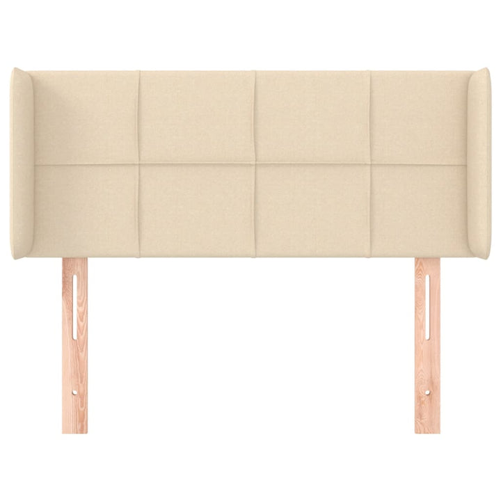 sengegavl med kanter 83x16x78/128 cm stof cremefarvet