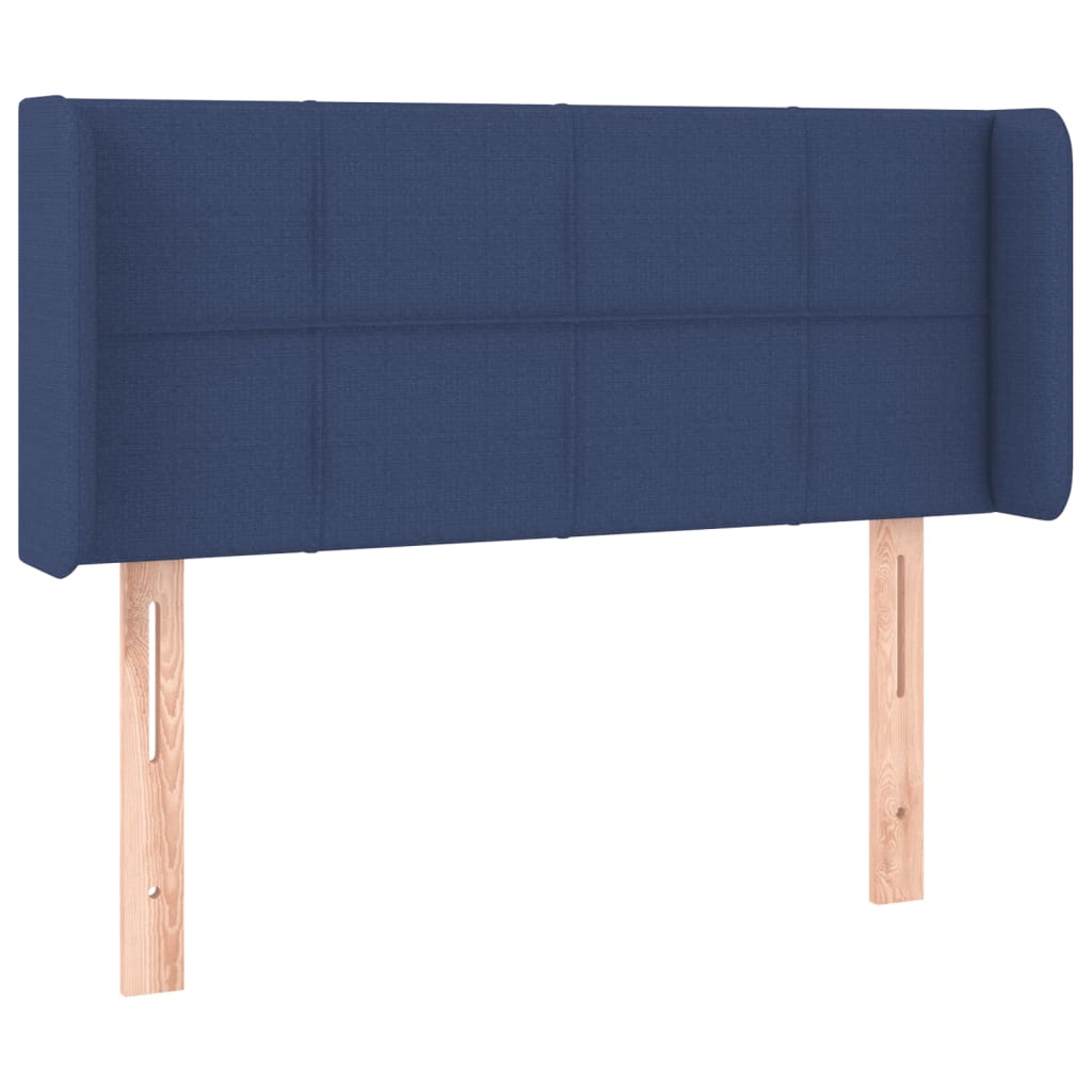 sengegavl med kanter 93x16x78/88 cm stof blå