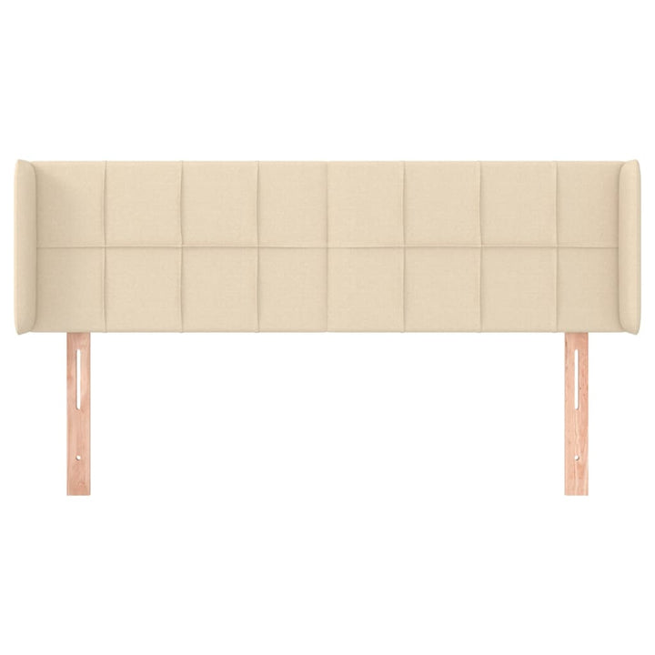 sengegavl med kanter 147x16x78/88 cm stof cremefarvet