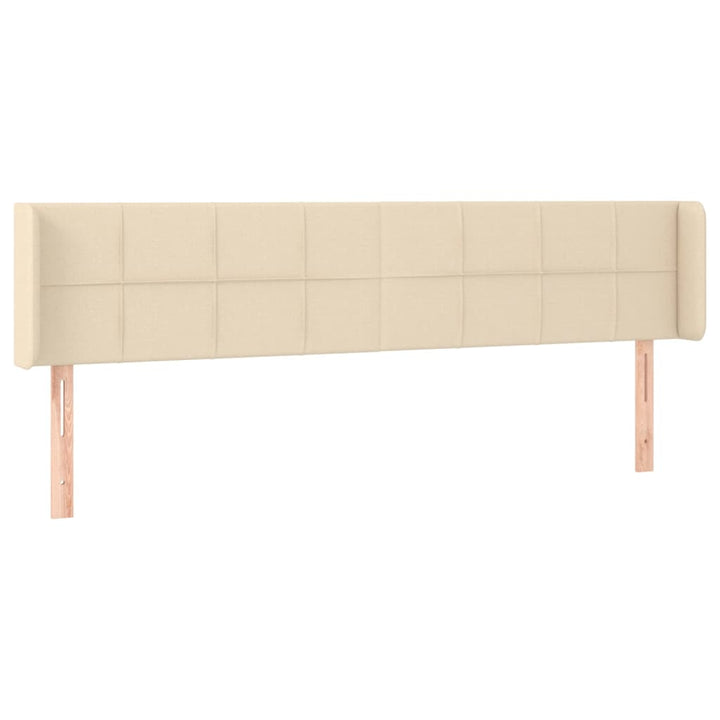 sengegavl med kanter 163x16x78/88 cm stof cremefarvet