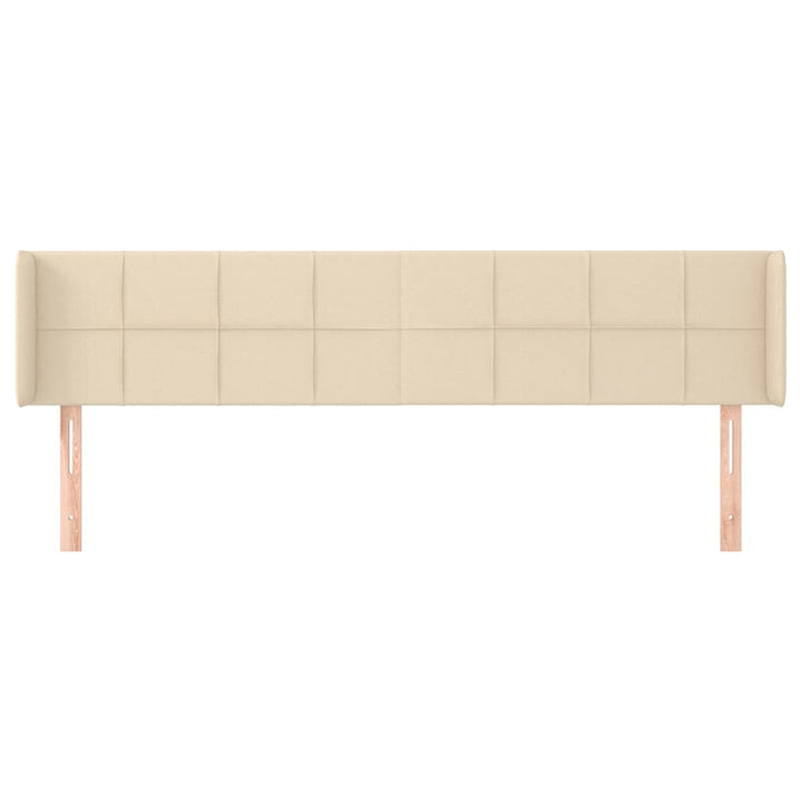sengegavl med kanter 163x16x78/88 cm stof cremefarvet