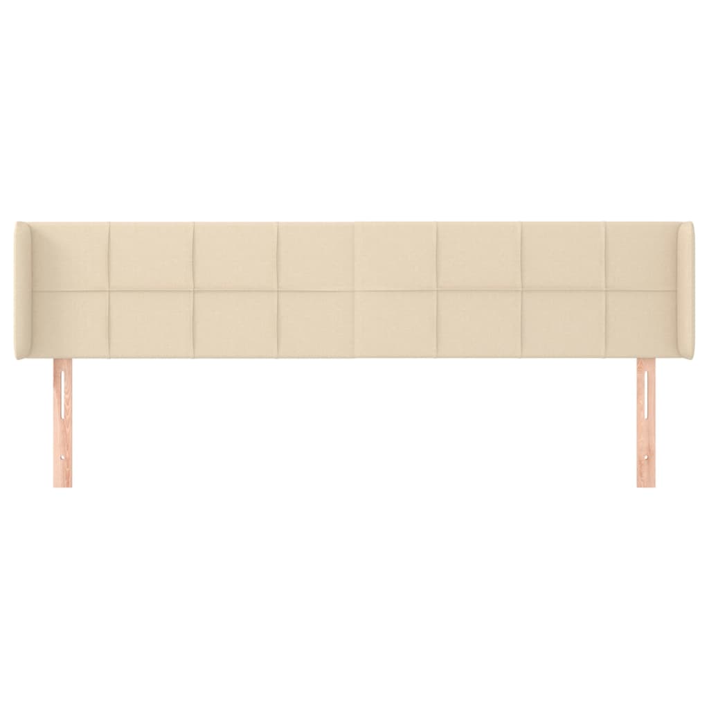 sengegavl med kanter 183x16x78/88 cm stof cremefarvet