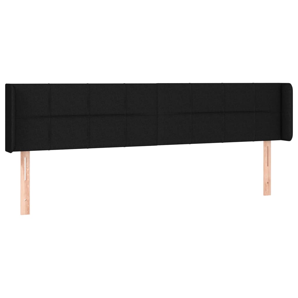sengegavl med kanter 203x16x78/88 cm stof sort
