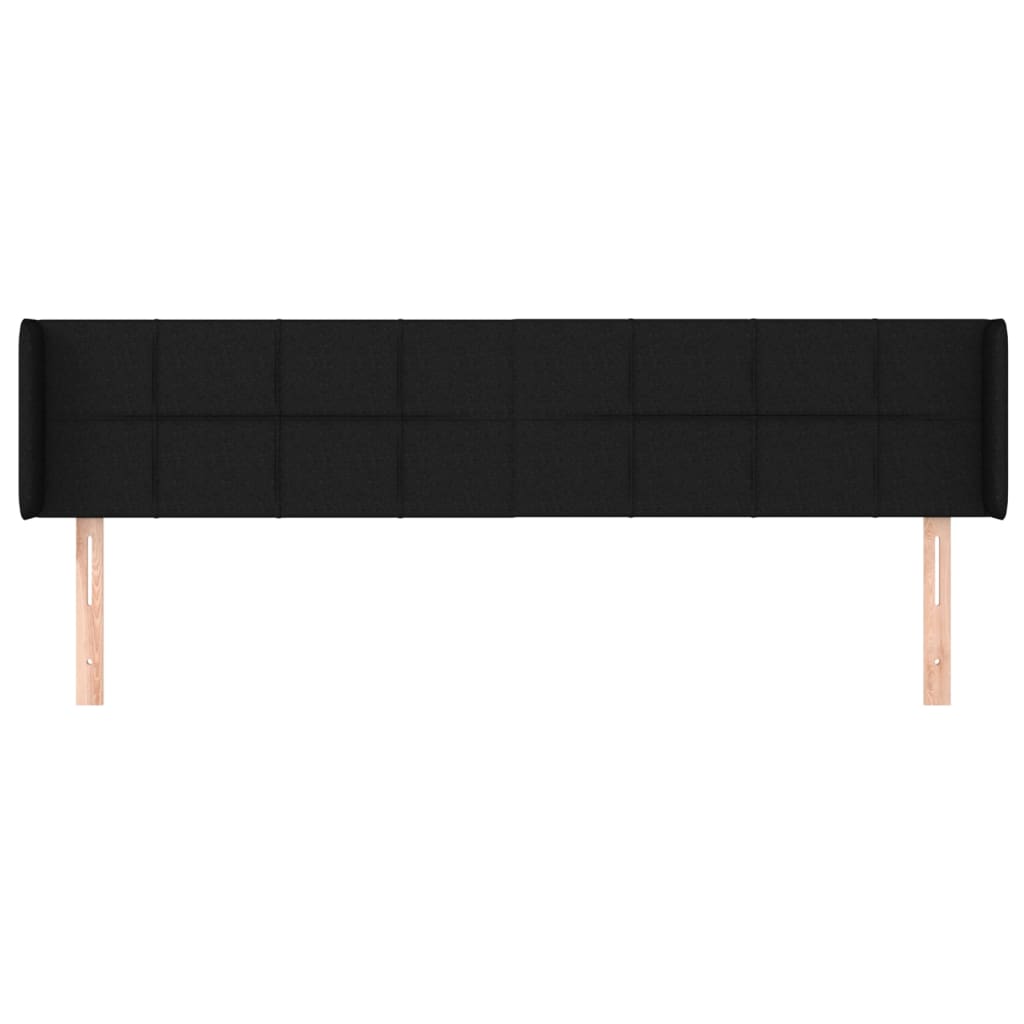 sengegavl med kanter 203x16x78/88 cm stof sort