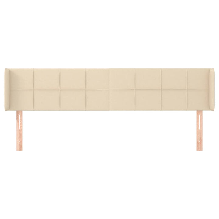 sengegavl med kanter 203x16x78/88 cm stof cremefarvet
