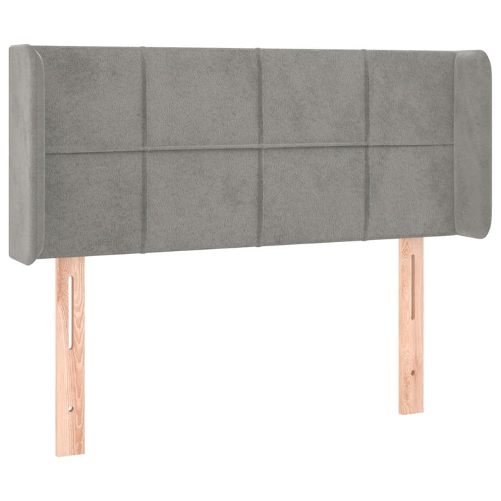 sengegavl med kanter 83x16x78/88 cm fløjl lysegrå