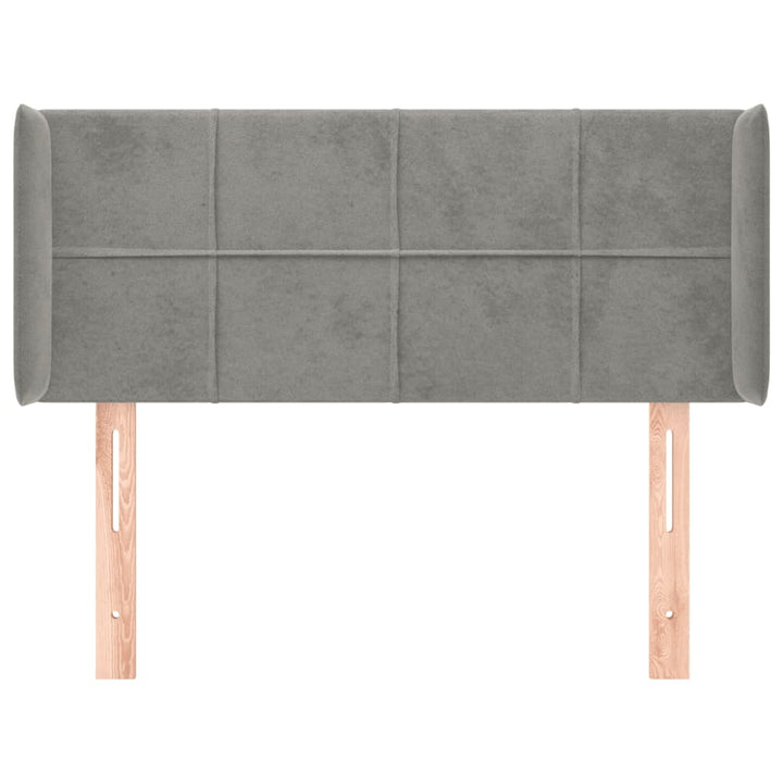 sengegavl med kanter 83x16x78/88 cm fløjl lysegrå