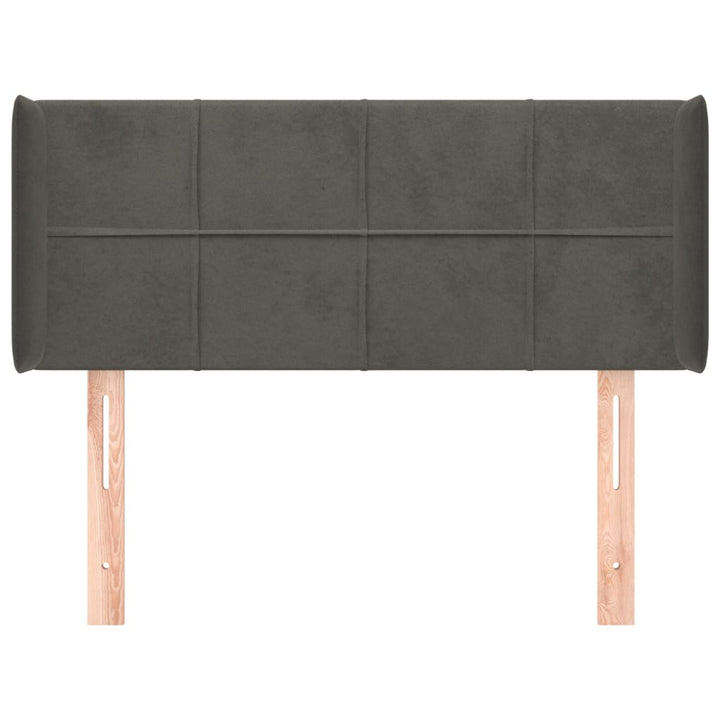 sengegavl med kanter 83x16x78/88 cm fløjl mørkegrå