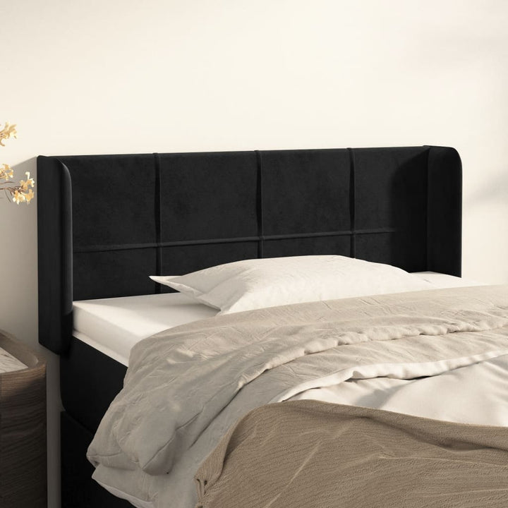sengegavl med kanter 83x16x78/88 cm fløjl sort